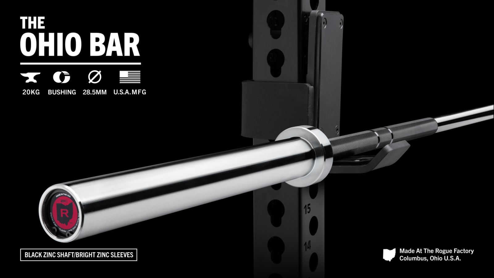 The Ohio Bar - Black Zinc | Rogue Fitness UK